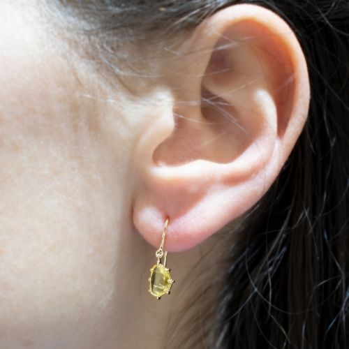 Organic-Shape Natural Yellow Sapphire Dangle Earrings, 14k gold